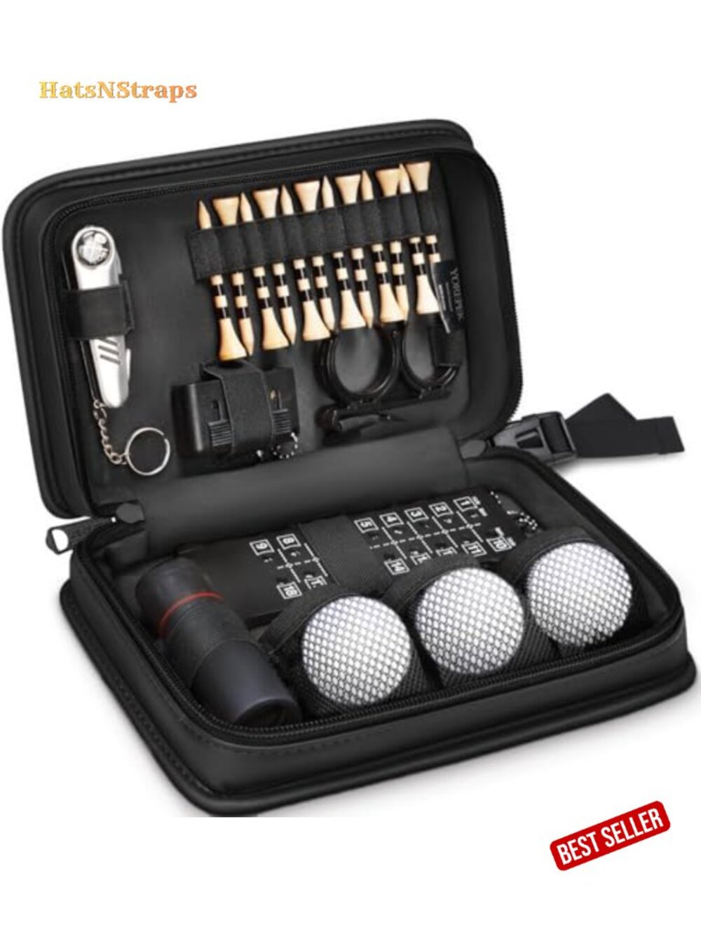 Golf Accessories Kit PU Case 7 Piece Set Divot Tool Tees Men Gift
